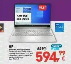 Worten 15,6" ram 8gb ssd 512gb core 699,7 hp portátil 155-42008ns procesador al cre/ tarjatariina / will beh, camarinda windows oferta