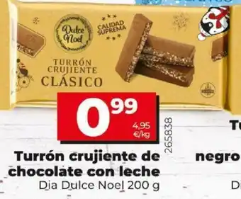 Dia Turrón Crujiente de Chocolate Con Leche Dia Dulce Noel 200 g oferta
