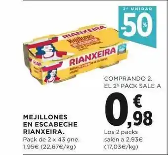 Fotoprix Rianxeira Mejillones En Escabeche Pack de 2 x 43gne oferta