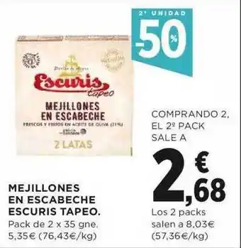 Escuris Tapeo Mejillones En Escabeche Pack de 2 35 gne