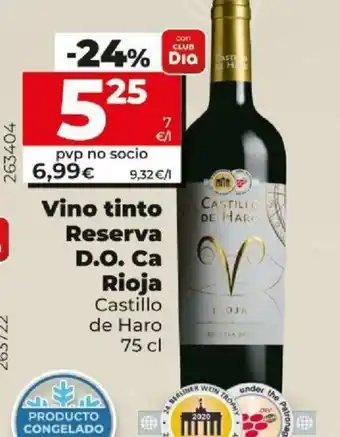 Dia Vino Tinto Reserva D.O. CA Rioja Castillo De Haro 75 cl oferta