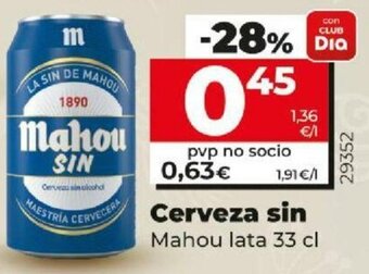 Dia Cerveza Sin Mahou Lata 33 cl oferta