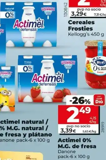 Dia Actimel 0% M.G. de Fresa Danone Pack-6 x 100 g oferta