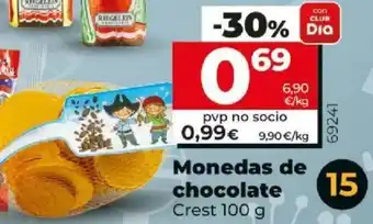 Dia Monedas de Chocolate Crest 100 g oferta