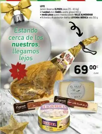 Coviran Lote jamon reserva el pozo pieza (75 - 8,5 kg) +1 unidad atun isabel aceite girasol 600 g media pieza queso mezcla curado va oferta