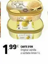 Coviran Carte dor jeu 199 99€ carte d'or original vainilla o sorbete limon 1l oferta