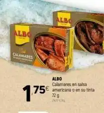 Coviran Albo albo calamares albo calamares en salsa 175 75€ americana o en su tinta 72 g oferta