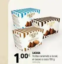 Coviran Acasa lacasa 1,00 00€ trufas caramelo a la sal man al cacao o coco 100 g oferta