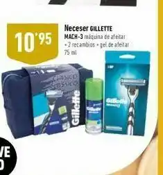 Covap 10*95 neceser gillette mach-3 máquina de afeitar - 2 recambios gel de afeitar 75 ml gillette oferta
