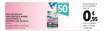 Bimbo Sin Corteza Pan De Molde O Integral U 8 Cereales Silueta 450g