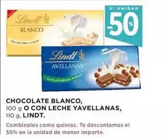 Lindt Chocolate Blanco 100g O Con Leche Yavellanas, 110g