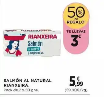 Salmón Al Natural Rianxeira Pack de 2 x 50gne.