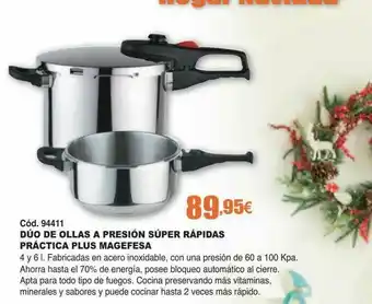 Ferrcash Duo De Ollas A Presion Super Rapidas Practica Plus Magefesa oferta