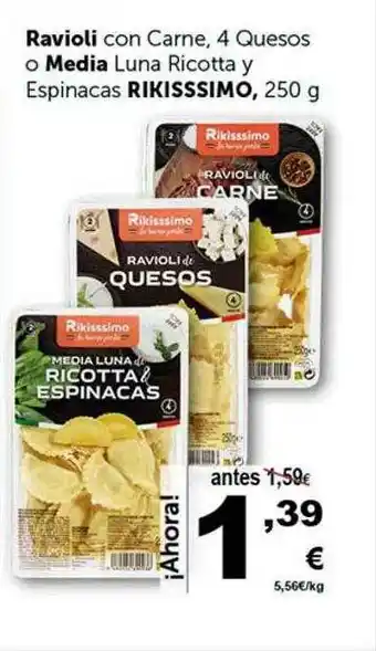 Masymas Ravioli Con Carne 4 Quesos O Media Luna Ricotta Y Espinacas Rikisssimo oferta