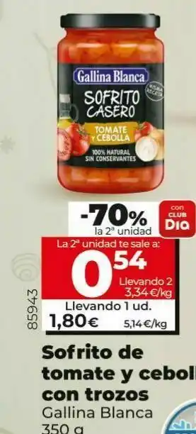 Dia Sofrito de tomarte y cebolla con trozos gallina blanca oferta