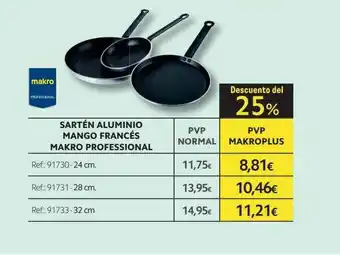 Makro Sartén Aluminio Mango Francés Makro Professional oferta