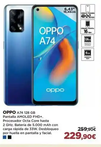 El Corte Inglés Oppo A74 128 GB Pantalla Amoled FHD + oferta