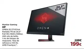El Corte Inglés HP Monitor Gaming Omen 25 Z7Y57AA Pantalla TN de 24,5" oferta