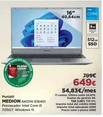 El Corte Inglés Medion Portátil Akoya E16401 oferta