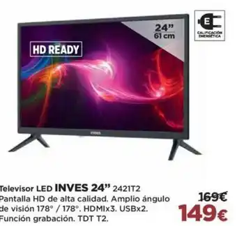 El Corte Inglés Inves 24" Televisor Led 2421T2 Pantalla HD oferta