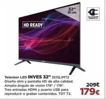 El Corte Inglés Inves 32" Televisor Led 321SlimT2 oferta