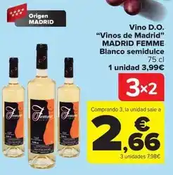 Carrefour Madrid femme - vino d.o. vinos de madrid blanco semidulce oferta