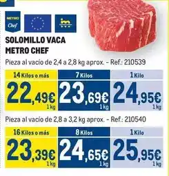 Makro Chef - solomillo vaca oferta