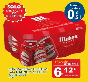 Supermercados La Despensa Mahou Cerveza Rubia 5 Estrellas Lata P 12 330 ml/u oferta
