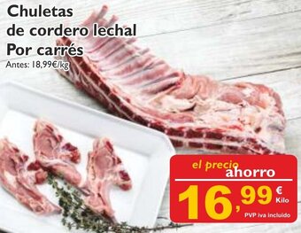 Supermercados La Despensa Chuletas de Cordero Lechal Por Carrés oferta