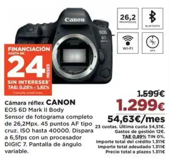 El Corte Inglés Canon EOS 6D Mark II Body Cámara Réflex oferta