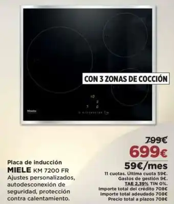 El Corte Inglés Miele KM 7200 FR Placa de Inducción oferta