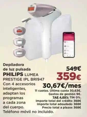 El Corte Inglés Philips Lumea Prestige IPL BRI947 Depiladora de Luz Pulsada oferta