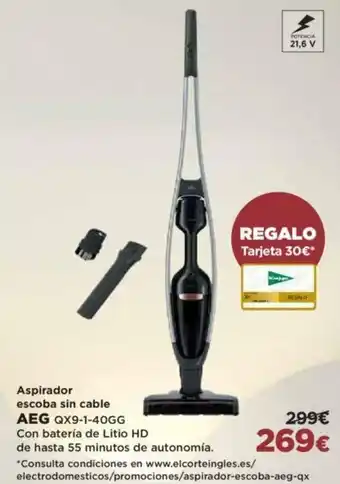 El Corte Inglés AEG QX9-1-40GG Con Batería de Litio HD Aspirador Escoba sin Cable oferta