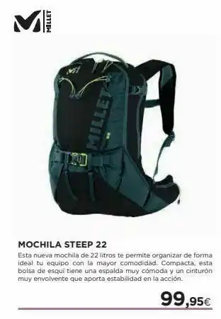 El Corte Inglés M millet millet mochila steep 22 esta nueva mochila de 22 litros te permite organizar de forma ideal tu equipo con la mayo oferta