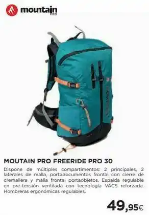 El Corte Inglés Mountain moutain pro freeride pro 30 dispone de múltiples compartimentos 2 principales, 2 laterales de malla, portadocumento oferta