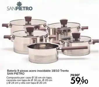 Carrefour Batería 9 piezas acero inoxidable 18/10 trento san pietro oferta