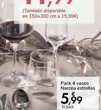 Carrefour Pack 4 vasos narcea estrellas oferta