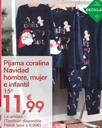 Carrefour Pijama coralina navidad hombre, mujer e infantil oferta