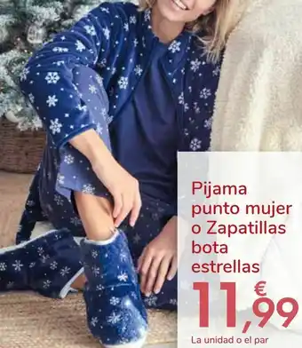Carrefour Pijama punto mujer o zapatillas bota estrellas oferta