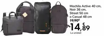 Carrefour Mochila active 40cm, noir 36 cm, street 50 cm o casual 48 cm oferta