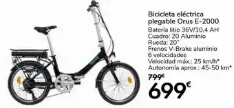 Carrefour Bicicleta eléctrica plegable orus e-2000 oferta