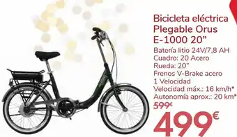 Carrefour Bicicleta eléctrica plegable orus e-1000 20'' oferta