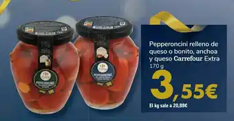 Carrefour Pepperoncini relleno de queso o bonito, anchoa y queso carrefour extra oferta
