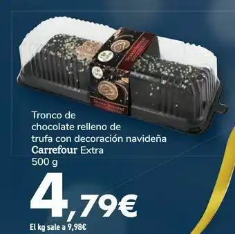 Carrefour Tronco de chocolate relleno de trufa con decoración navideña carrefour extra oferta