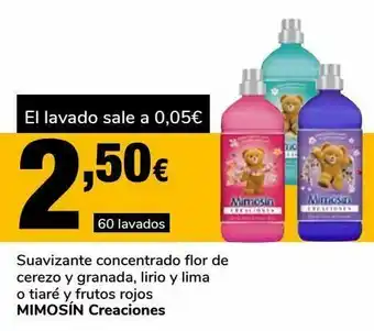 Supeco Suavizante concentrado flor de cerezo, lirio y lima o tiaré y frutos rojos mimosín creaciones oferta