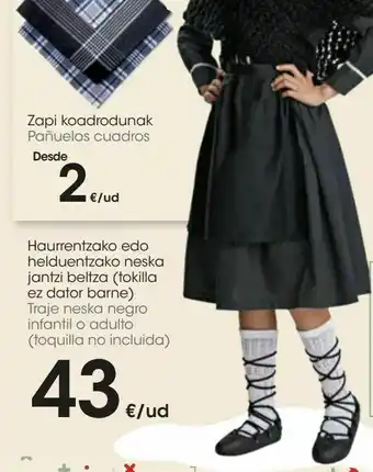 Eroski Traje neska negro infantil o adulto (toquilla no incluida) oferta