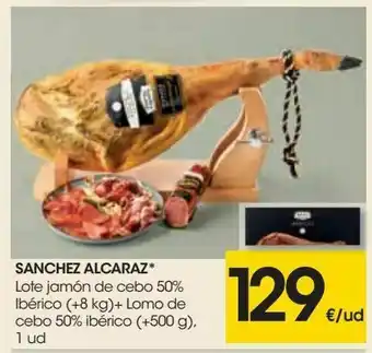 Eroski Sanchez alcaraz lote jamón de cebo 50% ibérico + lomo de cebo 50% ibérico oferta