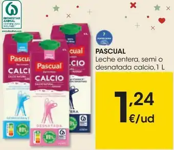 Eroski Pascual leche entera, semi o desnatada calcio oferta