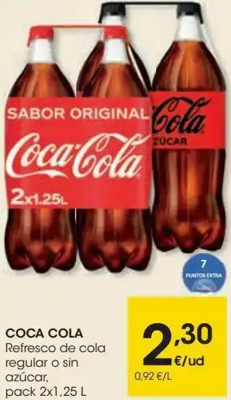 Eroski Coca cola refresco de cola regular o sin azúcar oferta