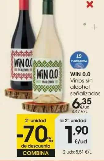 Eroski Win 0.0 vinos sin alcohol señalizados oferta
